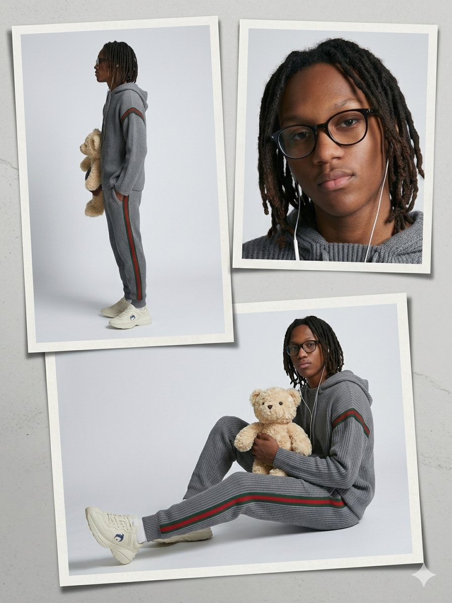 Gucci Men Wool Cashmere Hooded Sweater